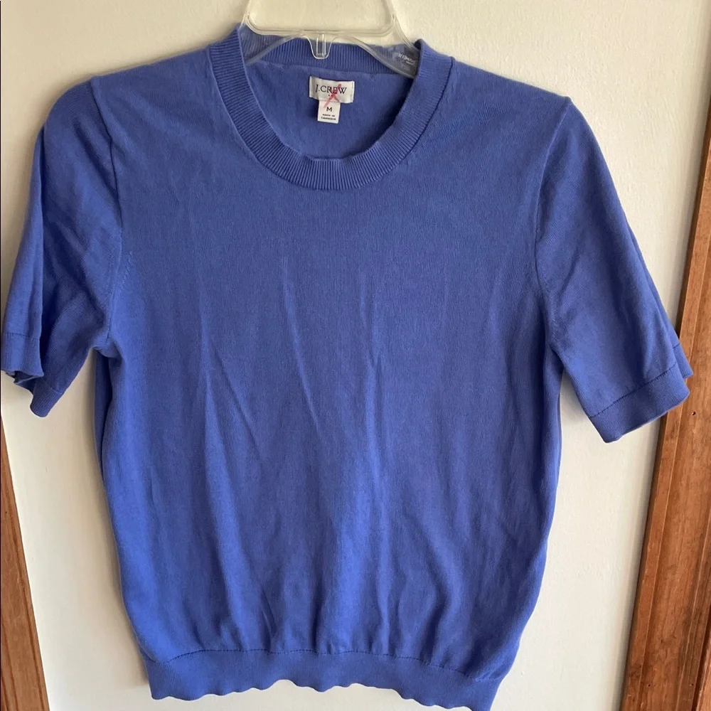 J. CREW Women's Blue Crew Neck Short Sleeve Pullover Sweater M